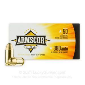 Armscor USA .380 ACP Ammunition 95 Grain Full Metal Jacket F AC 380-2N