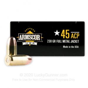 45 ACP - 230 Grain FMJ - Armscor USA - 1000 Rounds 812285021010