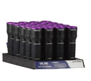 Lux Pro Mini Ultra Violet Flashlight Purple / Black LED 20 Pack with Display 812436013802