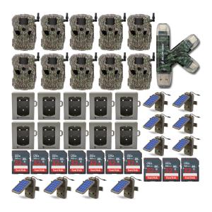 Stealth Cam Fusion X 26MP Dual Carrier Camera (Treebark Camo) Security and Power Bundle (10-Pack) K-STC-FCMOSPB-X