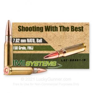 7.62x51mm - 150 Grain FMJ - IMI - 500 Rounds IMIM80C
