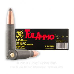 7.62x39mm - 154 gr SP - TulAmmo - 1000 Rounds UL076214