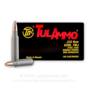 223 Rem - 62 Grain FMJ - Tula - 1000 Rounds TA223102