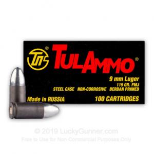 9mm - 115 Grain FMJ - Tula - 1000 Rounds TA919100