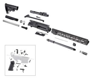 Tiger Rock AR Rifle Build Kit BCG LPK and Stock Kit, .300 AAC Blackout, 24in, 16in Barrel, HBAR, Carbine, 1x8, 5/8x24, 15in M-Lok Handguard, Compensator, Nitride, Anodized, Black, RK300-15ML-NL