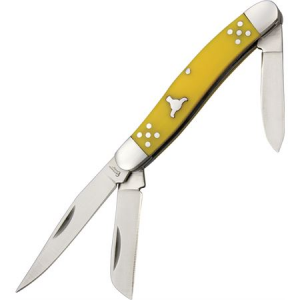 Cattlemans Cutlery 0001YD Brahma Angus Stockman Folding Pocket Knife with Yellow Delrin handle CC0001YD