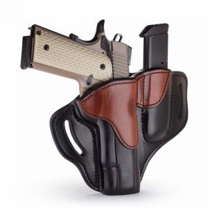 1791 Gunleather BH1M1- Combo 1911 Belt Holster w/ Mag, Browning HP, Colt/Kimber/Sig 1911 5in, Right Hand, Brown on Black, Size 1, BH1M1-BLB-R BH1M1BLBR