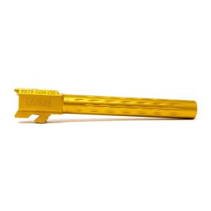 Faxon Firearms Gen 5 Match Pistol Barrel w/ Patented Flame Fluting, Glock, Glock 34, 9mm, 1-10 Twist, Non Threaded, TIN Gold, GB910N345LGQ-N-TIN GB910N345LGQNTIN
