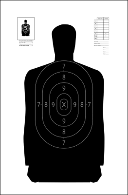 Action Target S29100 Qualification Silhouette Heavy Paper Hanging 11.50" x 22" Black/White 100 Per Box S29100