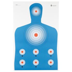Action Target High Visibility Fluorescent Modified B-27 Target 23" x 35" Blue Red Black 100 Pack PR-CQ1-100