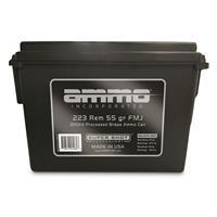 AMMO INCORPORATED, .223 Remington, FMJ, 55 Grain, Processed Brass, 200 Rounds with Ammo Can 818778020492