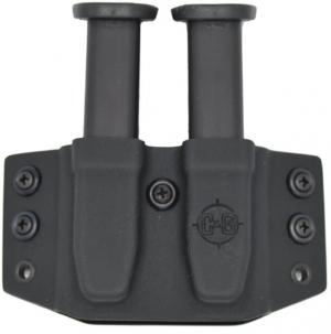 C&G Holsters OWB 9/40 DBL Slim Mag S, Outside-the-Waistband OWB, Double Stack Kydex Metal Magazine Holder, Both, Black, 347-100