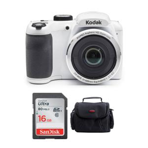 KODAK PIXPRO AZ252 Astro Zoom 16MP Digital Camera with 16GB SD Card and Case Bundle in White