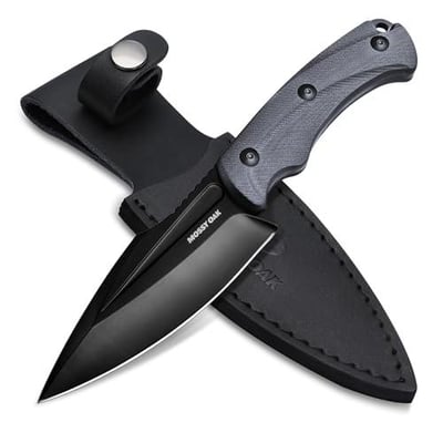 MOSSY OAK Hunting Knife with Sheath, 8.5-inch Full-tang Fixed Blade Knife, Outdoor Knives for Survival, Camping, Hiking (G10 Handle-Dark Grey) 