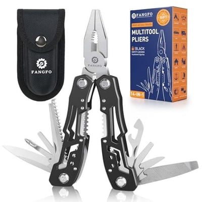 14-In-1 Multitool with Safety Locking, Stainless Steel Pliers Pocket Knife, Bottle Opener, Screwdriver with Nylon Sheath 824918903228