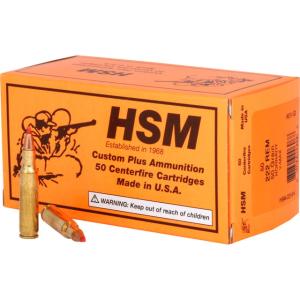 HSM Ammunition Varmint .222 Remington 50 Grain Hornady V-MAX Brass Cased Centerfire Rifle Ammo, 50 Rounds, HSM-222-8-N HSM2228N