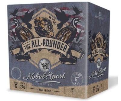 Nobel Sport All-Rounder 12 Gauge 2-3/4in #7.5 1oz Upland Shotshells 25 Rounds 837913000182