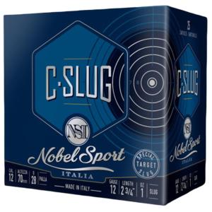 Nobel Sport C-Slug Shotshell 12ga 2-3/4" 1oz 1378 fps Slug 25/ct EPANSCSLUG 
