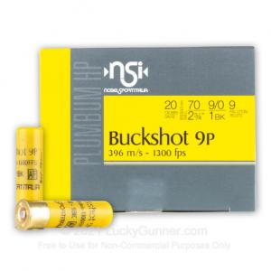 20 Gauge - 2-3/4" 9 Pellets #1 Buckshot - NobelSport - 200 Rounds 837913005170
