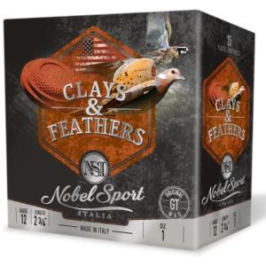 Nobel Sport Clays & Feathers Shotshells 12ga 2-3/4" 1oz 1300 fps #8 25/ct 
