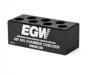 Evolution Gun Works Ammo Chamber Checker, 357 Sig 7-hole, 6.2in, Aluminum, Matte Black Anodized, 70124