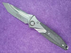 Microtech Socom Bravo Partial Serrated Titanium Handles with Carbon Fiber Scales 841768145691