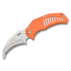 5.11 LMC Curved Rescue Folder AUS-8 Stainless Steel Serrated Blade Orange FRN Handle 51086