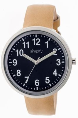 Simplify 2607 The 2600 Watch 40mm, Brown Leather Band, Silver Case, Black Face SIM2607