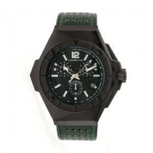 Morphic M55 Series Chronograph Leather-Band Watch with Date, Green/Green, MPH5505