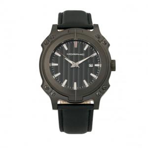 Morphic Morphic M68 Series Leather-Band Watch w/ Date, Black, MPH6805
