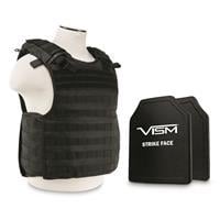 VISM By NcSTAR Quick-Release Plate Carrier Vest with Two 10x12&amp;quot; Level 3+ Body Armor Plates BPCVPCVQR2964T-A