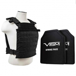 NCStar BPCVPCF2995B-A Fast Plate Carrier with 10" x 12" Level III+ PE Shooter's Cut 2X Hard Ballistic Plates, Black