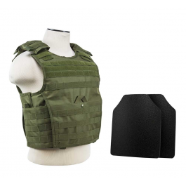 NCStar BUCCVPCVX2963G-A Expert Plate Carrier, 10"x12" Level IIIA Shooters Cut 2x Hard Ballistic Plates Green