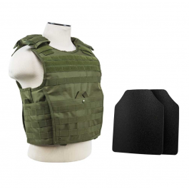 NCStar BUCCVPCVX2963T-A Expert Plate Carrier, 10"x12" Level IIIA Shooters Cut 2x Hard Ballistic Plates Tan
