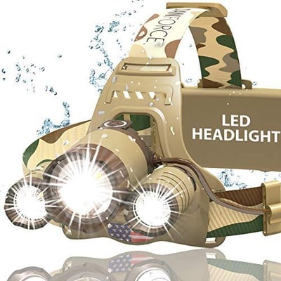 DanForce Camouflaged Headlamp Ultra Bright USB Rechargeable for Hunting & Fishing 1080 Lumens with Red Light - $27.97 (coupon price) 850004514023