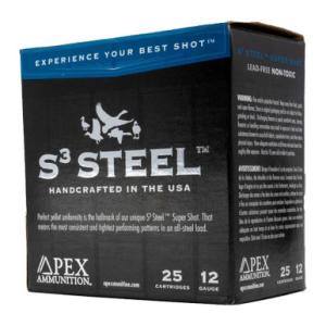 Apex Ammunition Waterfowl S3 Steel 12 Gauge Ammo 3" #3 Steel Shot 1-1/4 oz Box of 25 