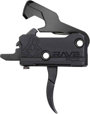 RISE Armament Rave 9mm PCC Trigger with Anti-Walk Pins, Curved Blade, Black, T017-PCC-BLK T017PCCBLK
