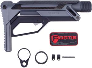 Fortis Manufacturing LA Stock Bundle Pack, Cerakoted buffer tube and Standard QD End Plate, Grey, LAS-BNDL-15-GRY