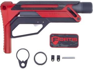 Fortis Manufacturing LA Stock Bundle Pack, Cerakoted buffer tube and Standard QD End Plate, Red, LAS-BNDL-15-RED