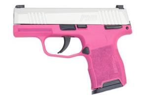 SIG SAUER P365 Micro Compact 9mm Striker-Fired Pistol with Pink Cerakote Frame and Silver Cerakote Slide (Manual Safety) ACG-57000