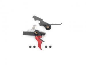Airborne Arms Geronimo Trigger System, Extended Reach Talon, AR-9/ AR-10/ AR-15, 3-4 lb Pull Weights, Ambidextrous, Curved, Red, Extended, ABN-AAGT-CMR1 ABNAAGTCMR1
