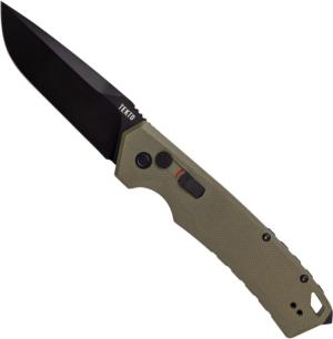 Tekto A3 Delta Automatic Folding Knives, 3.6in, D2 Steel, Drop Point, OD Green Handle, G10, Black, A3RG1ODD2BK1A1 A3R_G1OD_D2BK1_A1