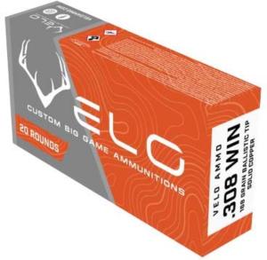 VELO .308 Winchester 168 Grain Copper Solid Brass Cased Rifle Ammo, 20 Rounds, M308CT168-B 850040961188