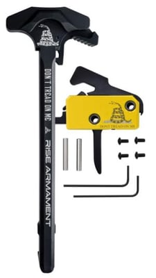 RISE Armament Special Edition Don't Tread On Me AR Trigger And Charging Handle Bundle, Flat, Yellow, RA-140F-212-DTOM-AWP RA140F212DTOMAWP