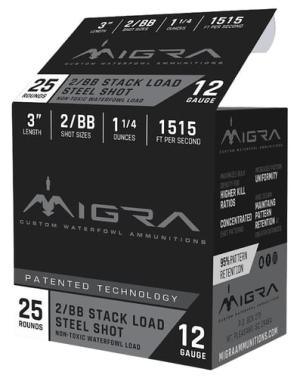 Migra Staxd Steel 12 Gauge - 3" - #2 & BB - 1-1/4oz Payload - 1445 FPS - 25 Rounds - M-12SS-2-BB