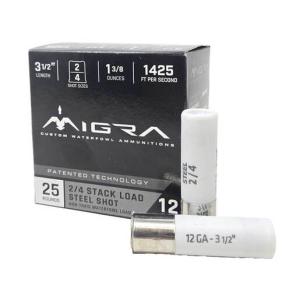 Migra Waterfowl 12 Gauge 3-1/2in #2/4 1-3/8oz Shotshells - 25 Rounds - 2/4 