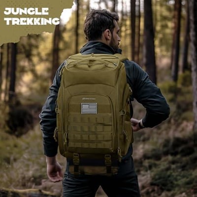 Maelstrom Tactical Backpack for Men, Water Resistant 40L Military Backpack, for Hiking, Camping, Gym with Molle System (Khaki, Camo, Green, Black) 850063858687