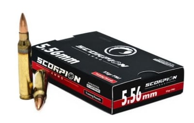 Scorpion Ammo 5.56 NATO 55 Grain FMJ 20 Rounds 556055FMJ-T20