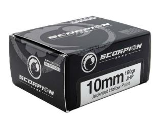 Scorpion 10mm Auto Ammo 180 Grain Jacketed Hollow Point - 10180JHP-S20 Case of 200 (10 Boxes of 20) - Free Shipping - brass case - MPN 10180JHP-S20 ( UPC - 850074522027) 