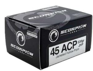 Scorpion Ammo 45 Auto 230gr JHP Ammunition 20 rd Box 
